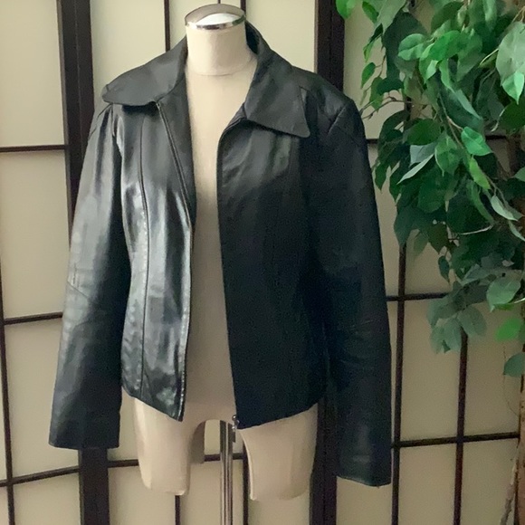 Jessica Leather Moto Bomber Jacket Size M - Picture 1 of 5